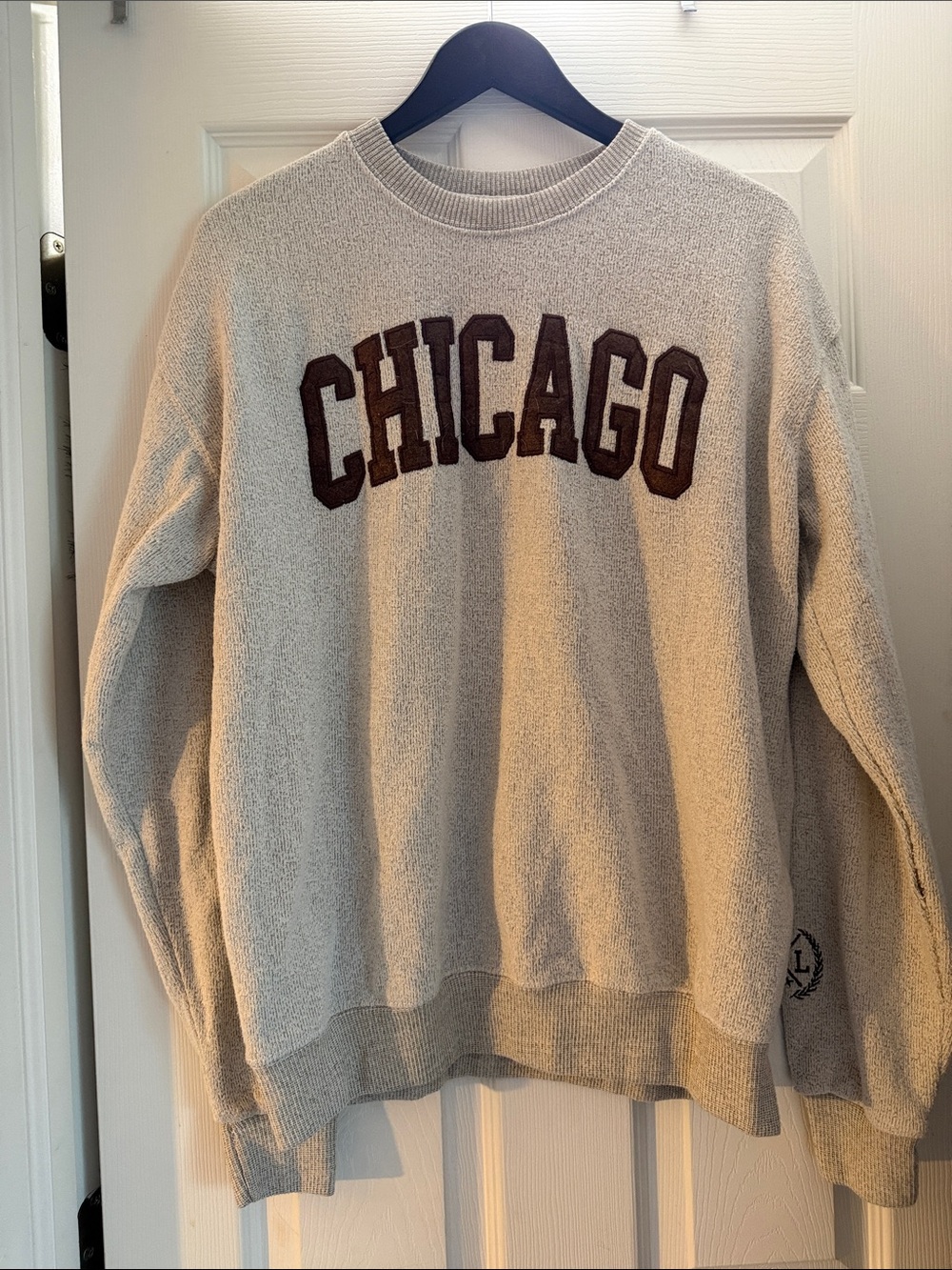 Chicago Graphic Crewneck Sweater - Cream with Maroon Lettering